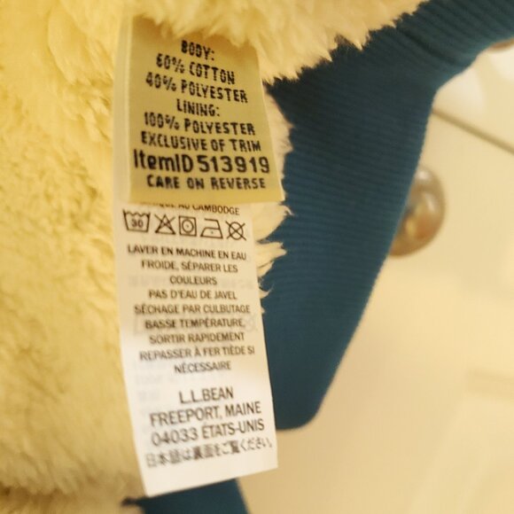 LL Bean sherpa lined jacket hoodie zip sweatshirt teal blue large L - Picture 3 of 5